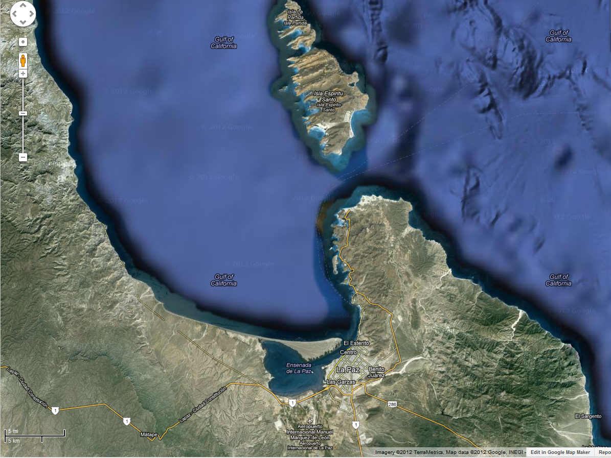 Map of Espiritu Santo Island and La Paz