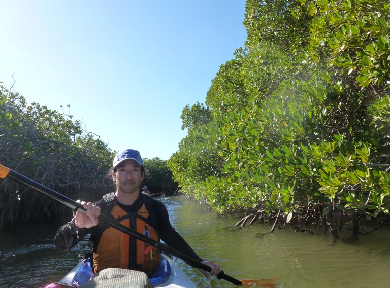 Me looking scruffy (unshaven) while kayaking