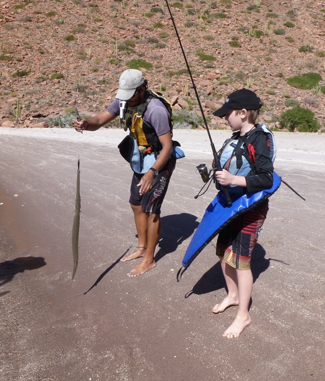 Raphael and Scott with trumpetfish