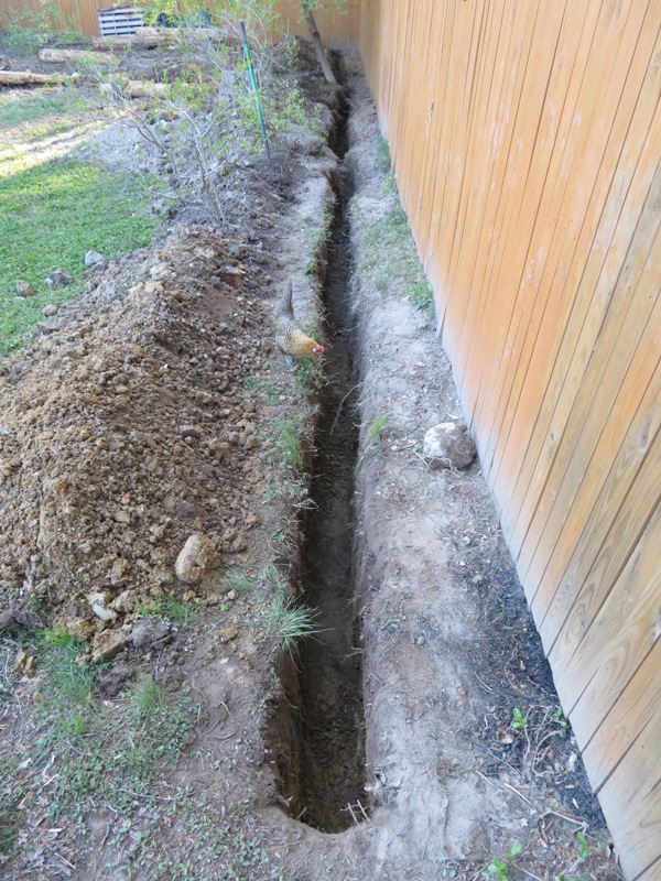 Trench dug for installing Bamboo Shield