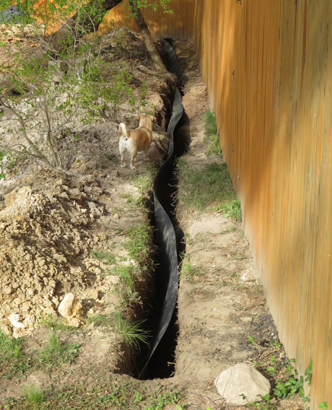 Bamboo shield in trench