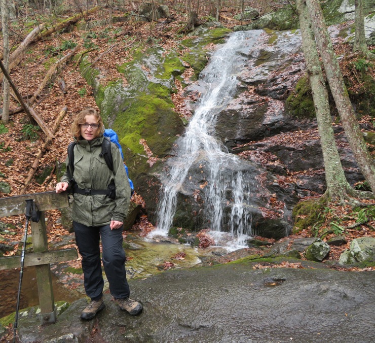 Norma with the falls behind