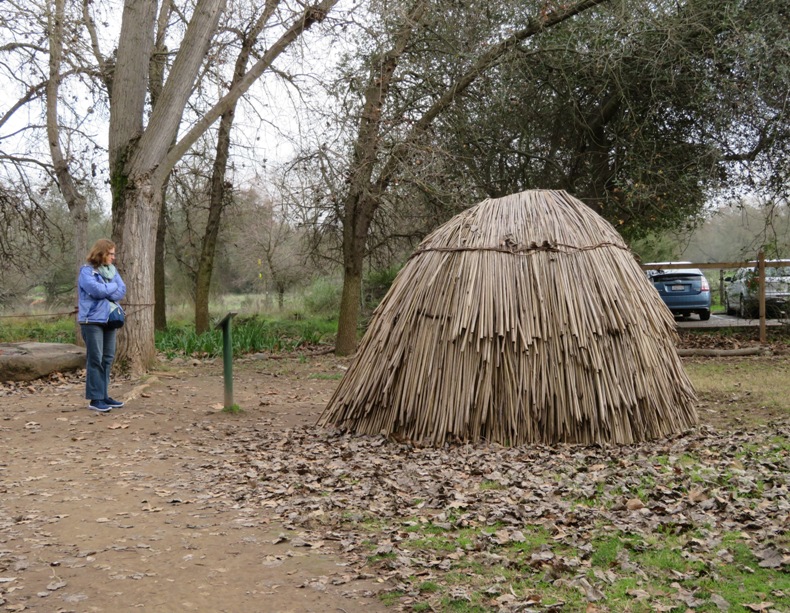 Norma looking at Tule house