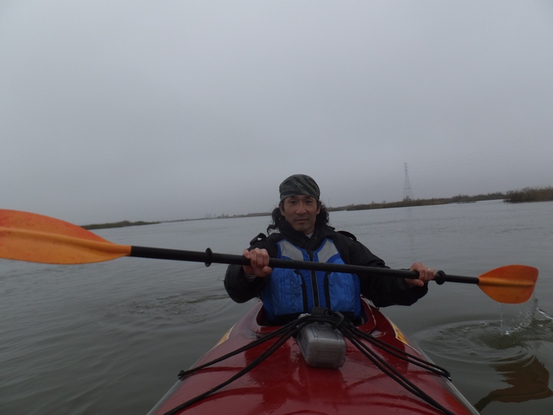 Me kayaking on a dark day