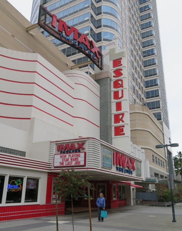 Norma in front of Esquire Theatre