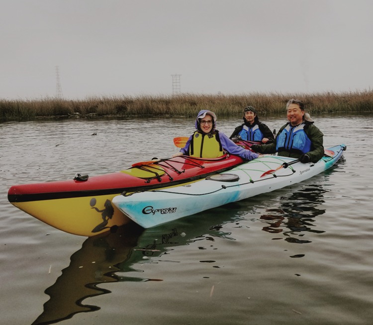 Norma, Steve, and I in kayaks