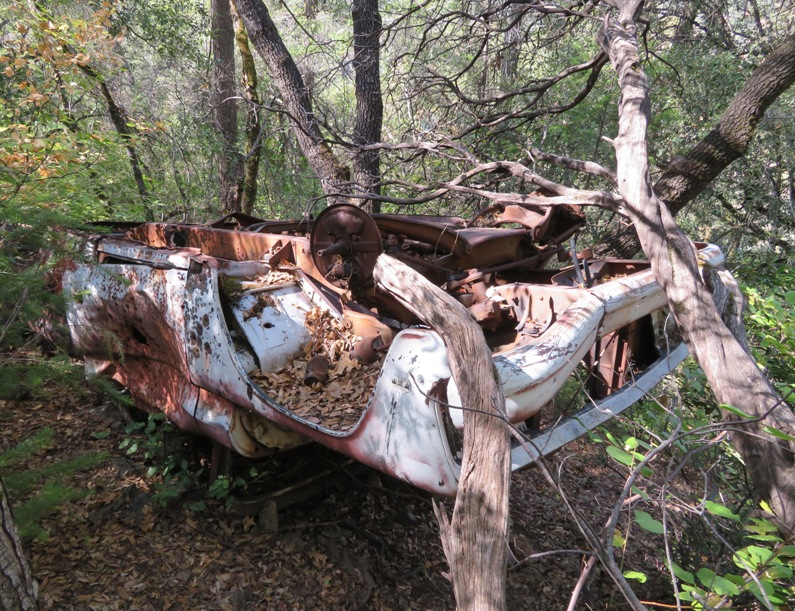 Old truck turned upside down