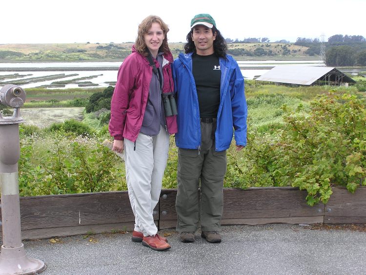 Norma and I in front of wetlands