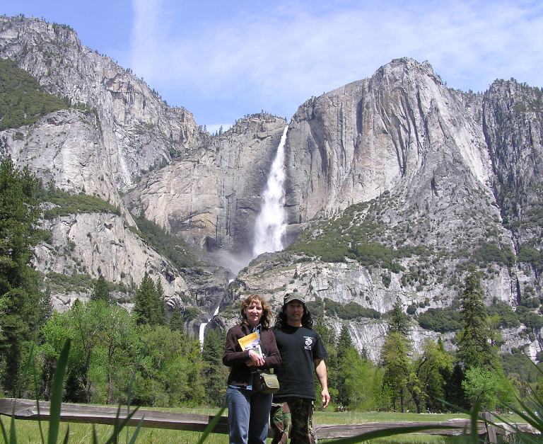 Norma and I in front of Yosemite Falls