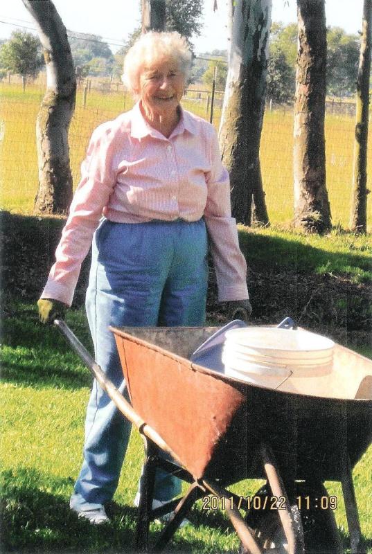 Marie with a wheelbarrow