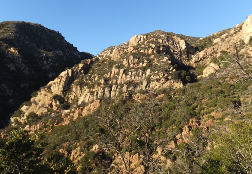 Sun-lit rocky cliffs