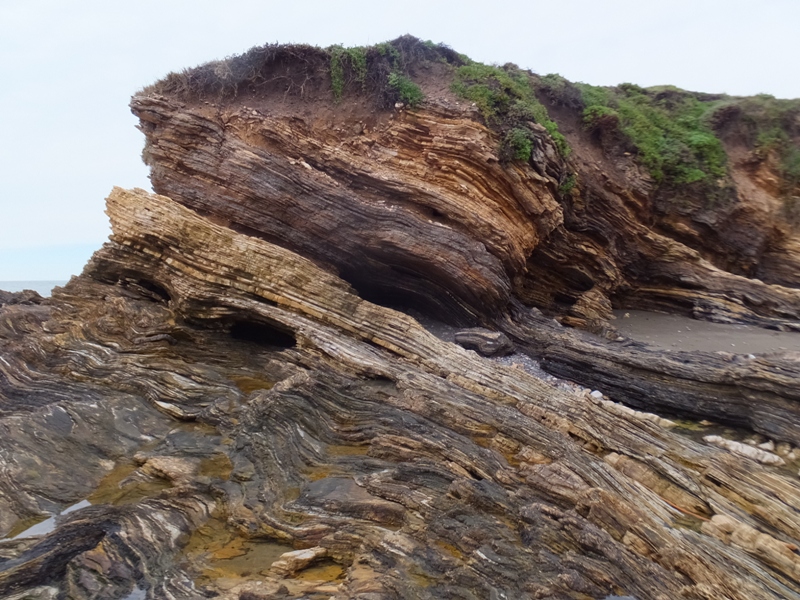 Layers of rocks make up the cliff