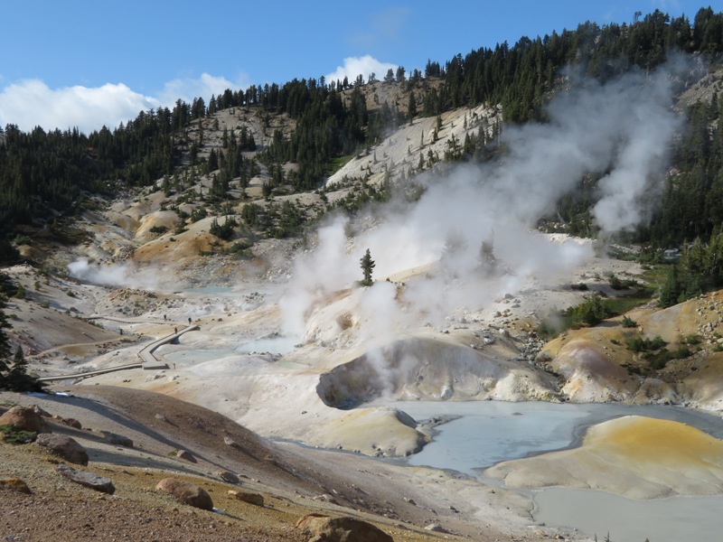 Looking down on steam vents