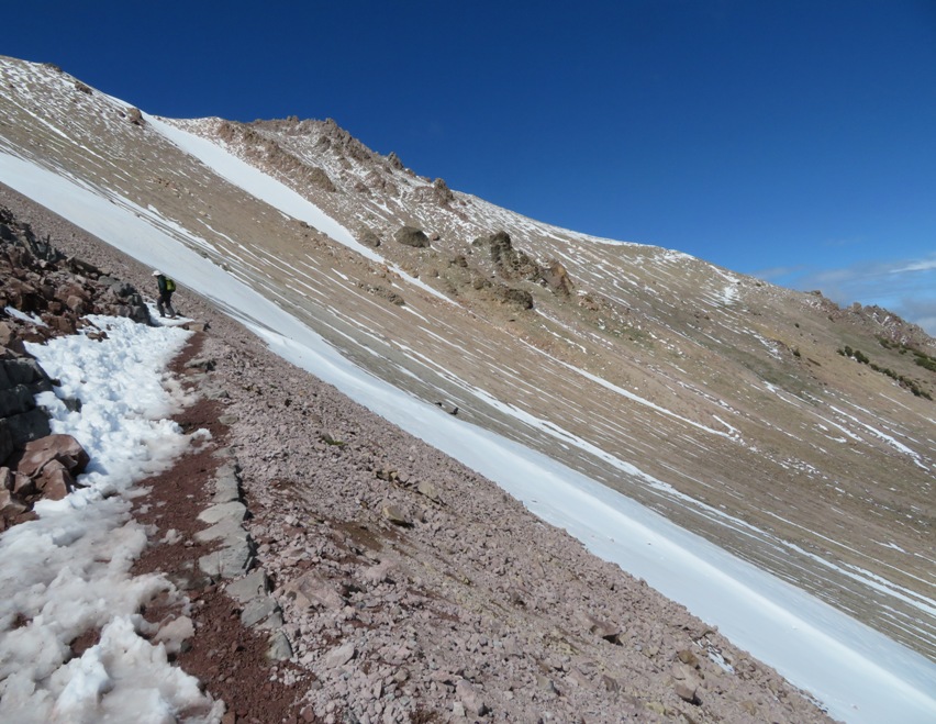 Norma hiking on snow-covered trail