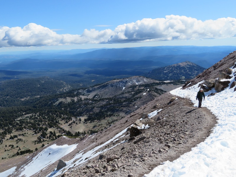 Hiking with valley below