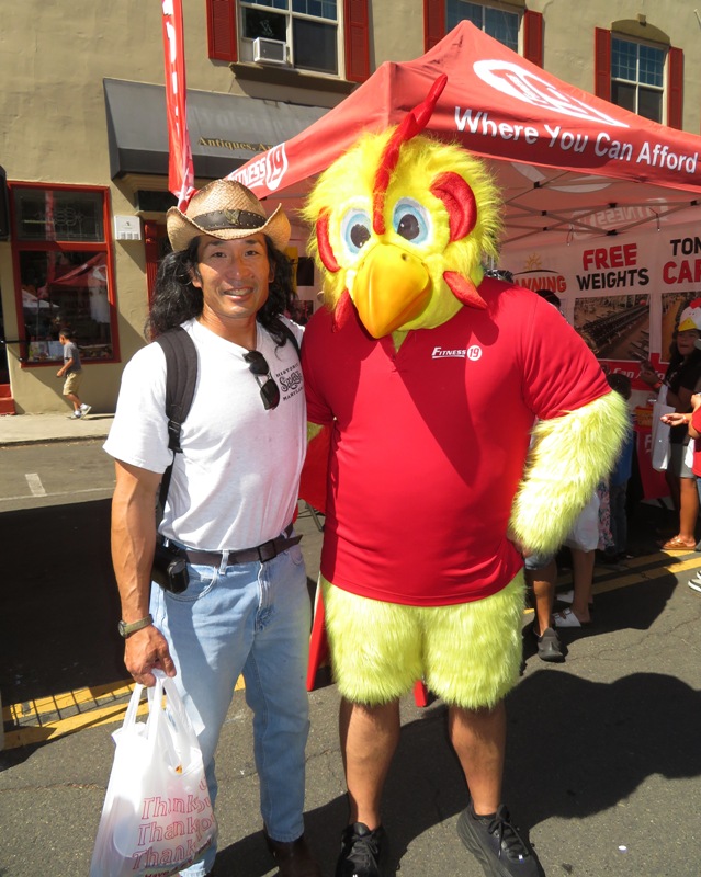 Me with guy in chicken costume