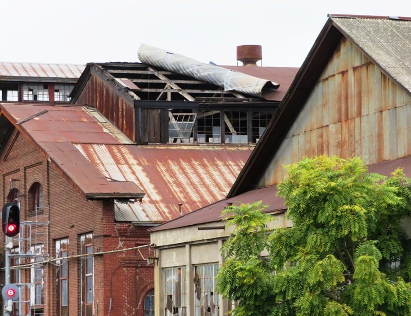 Metal roof blown back