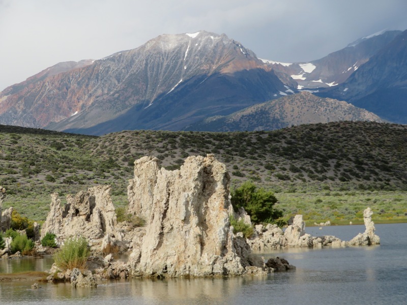 Mountains with snow behind tufas