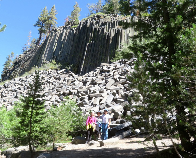 Norma, Mom, and I with Devils Postpile behind