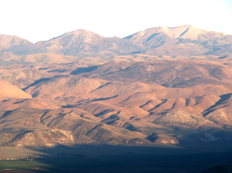 Mountains in the distance in low light