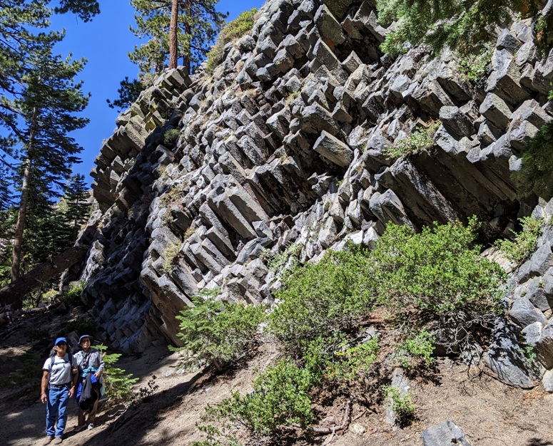 Mom and I next to the top part of basalt columns that have fallen at 45 degrees