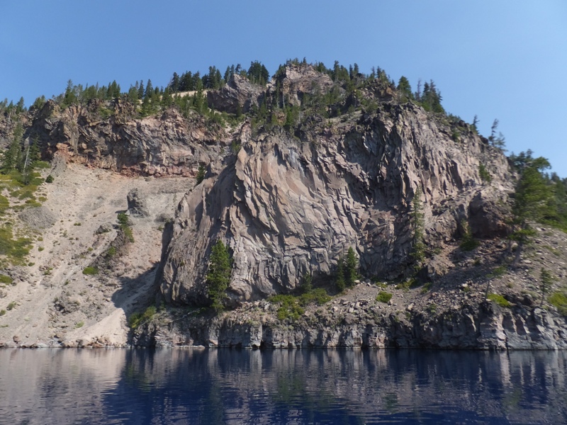 Rugged, rocky formations seen from the boat