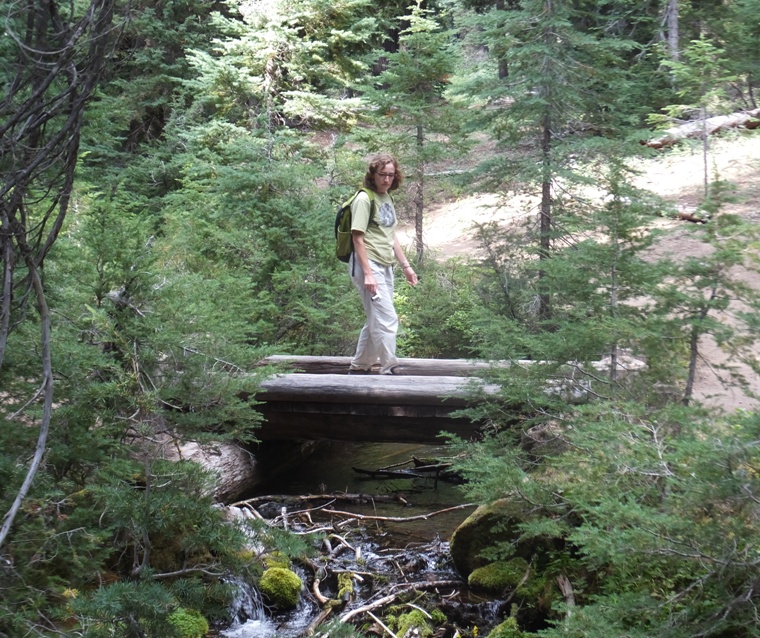 Norma on a bridge