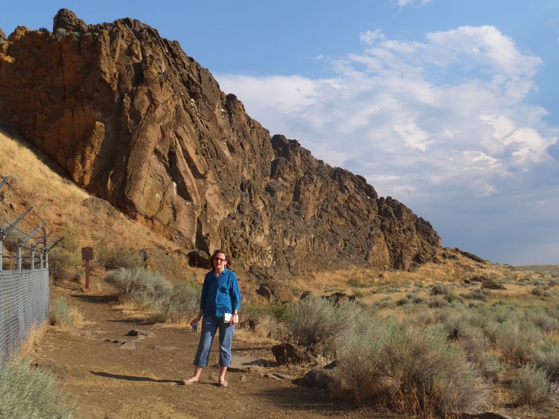 Norma in front of cliff