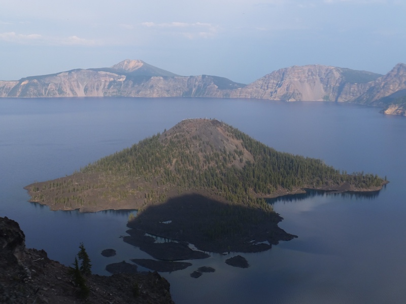 Wizard Island in the distance