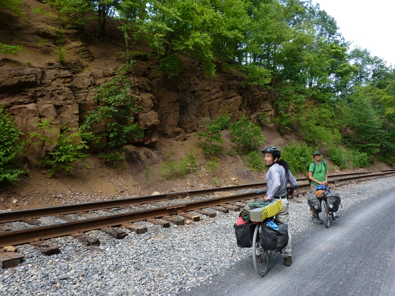 Carmen and I by a railroad track