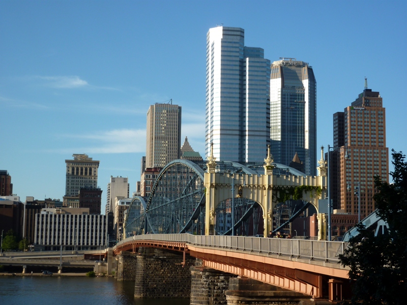 Bridge and city skyline