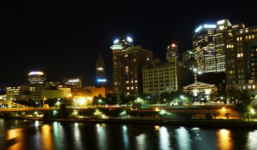 City skyline at night