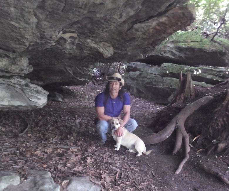 Daphne and I by some boulders