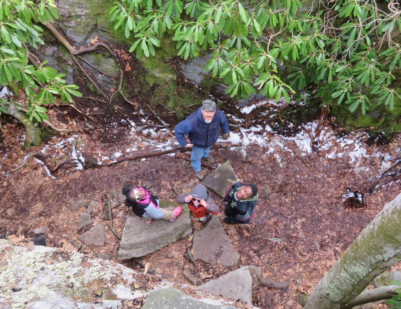 Looking down on Jimmy and the kids