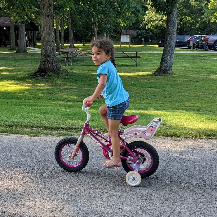 Youngest with training wheels