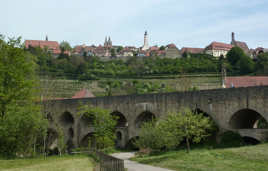 View of city and stone bridges