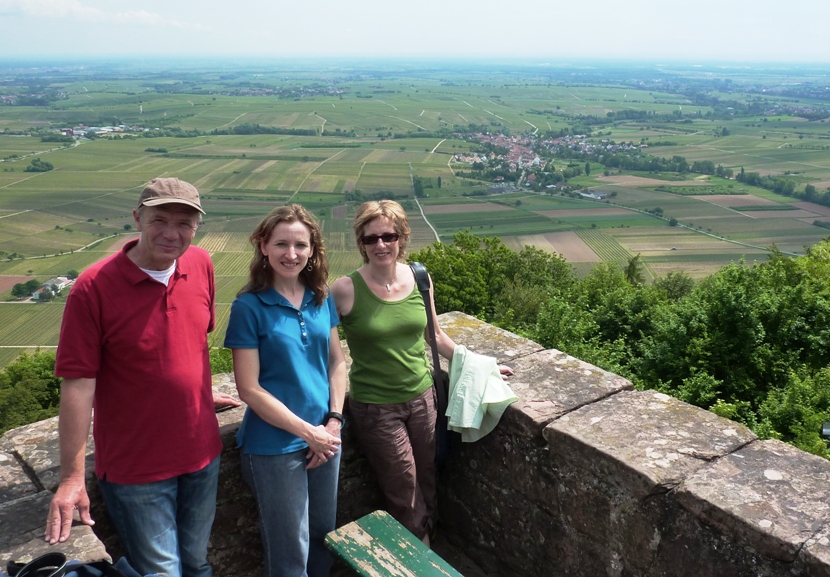 Eric, Norma, and Beate with the town below