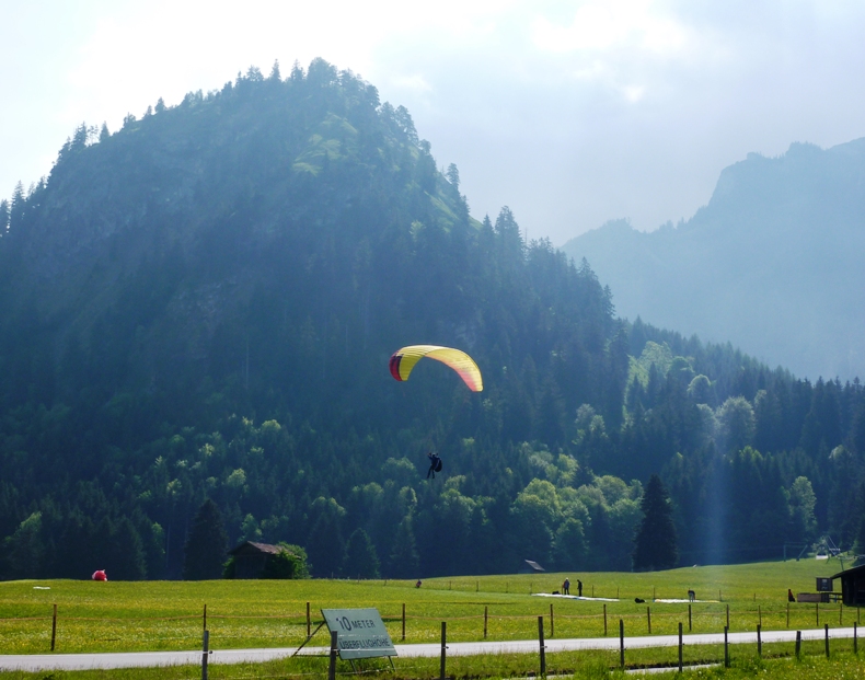 Parachutist near the ground