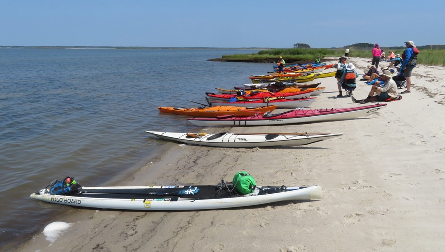 My SUP and sea kayaks on the beach