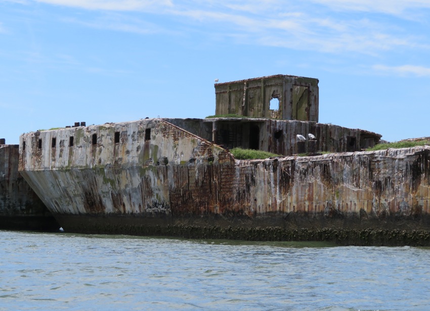 Close-up of concrete ship