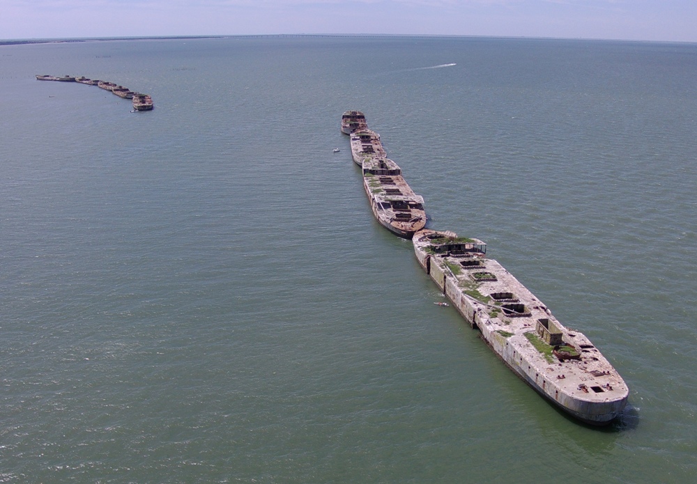 Drone view of all the concrete ships