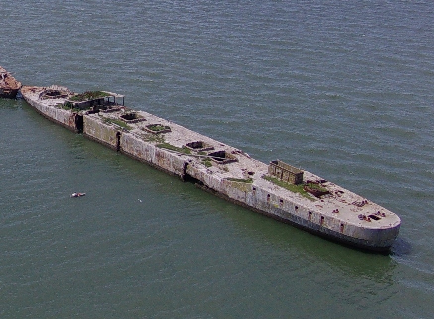 Another view of kayak next to S.S. Arthur Newell Talbot