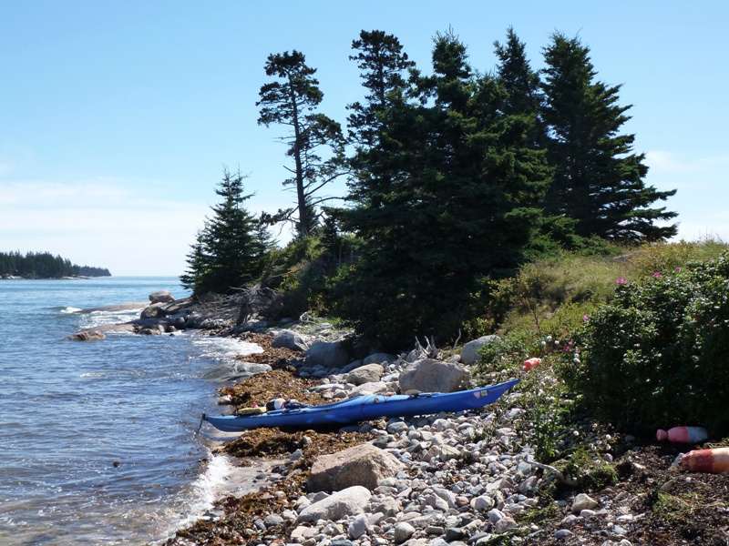 The island, lacking a nice beach at high tide