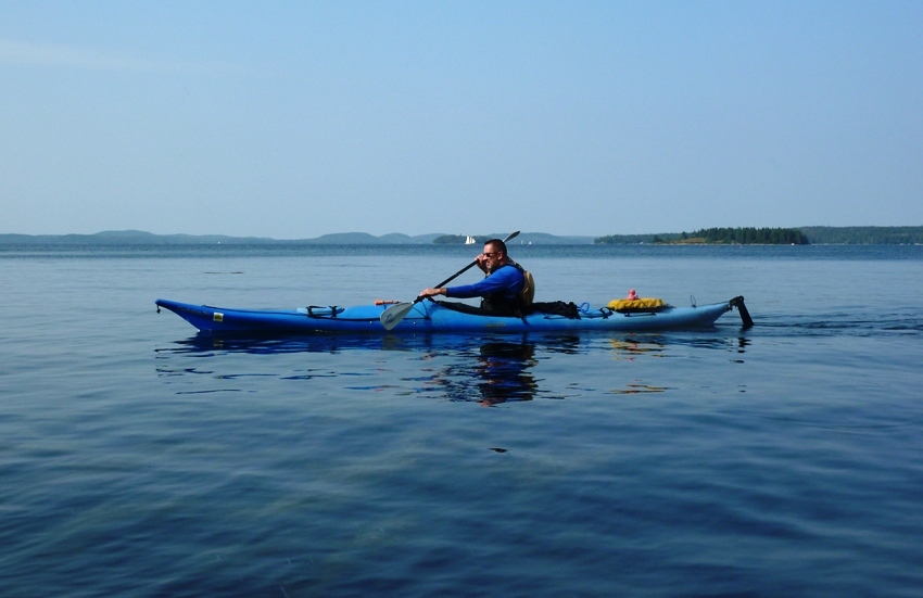 Vince paddling on very flat water