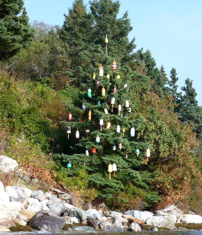 Christmas tree decorated with buoys