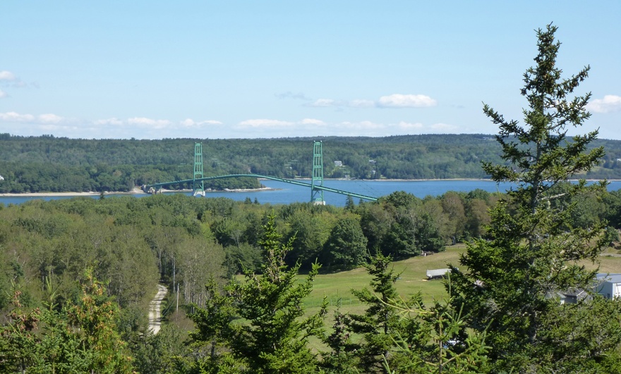 Sedgwick Suspension Bridge in the distance