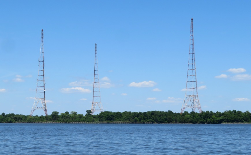 Three radio towers at Greenbury Point