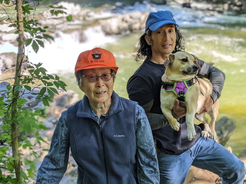 Mom, Daphne, and I with the falls behind