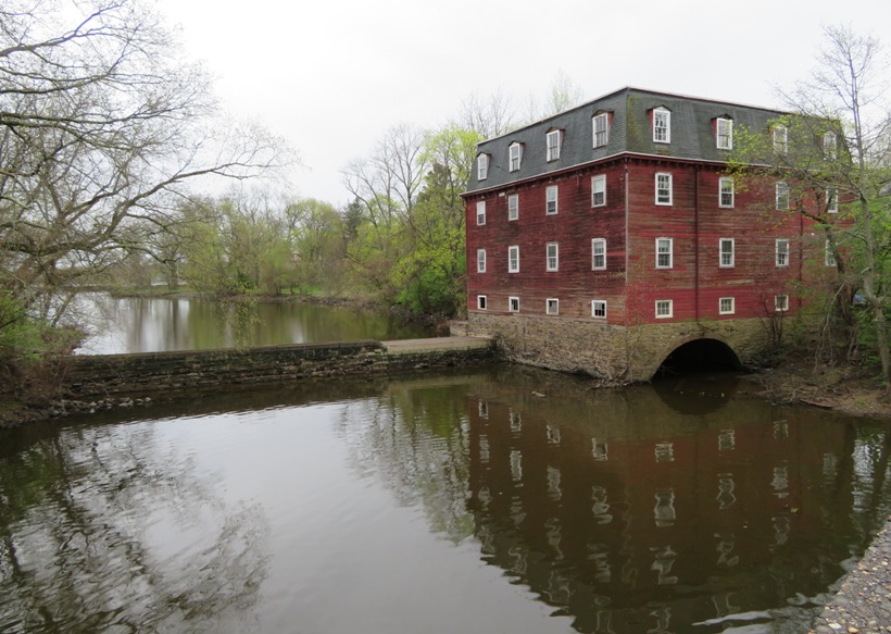 The Millstone River and a red building which I think was a mill