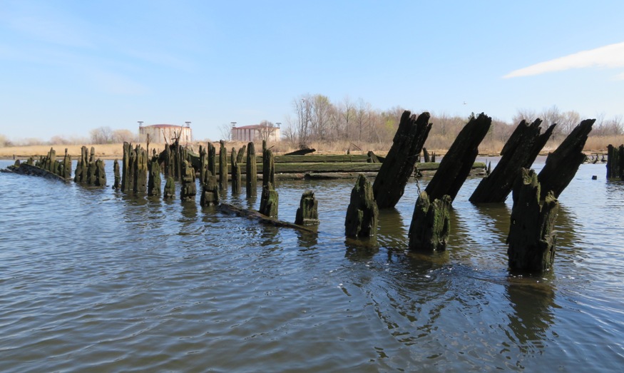 Wooden ruins in the water